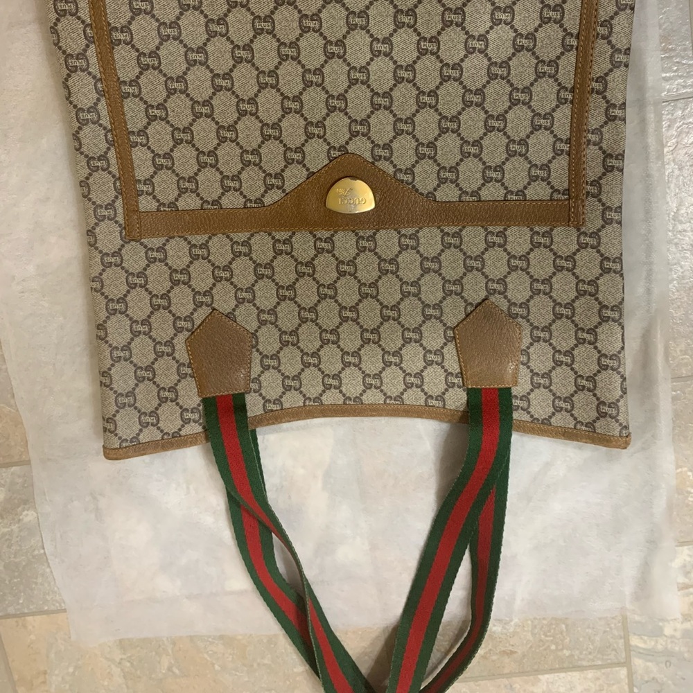 Gucci plus leather pvc sherry line tote bag